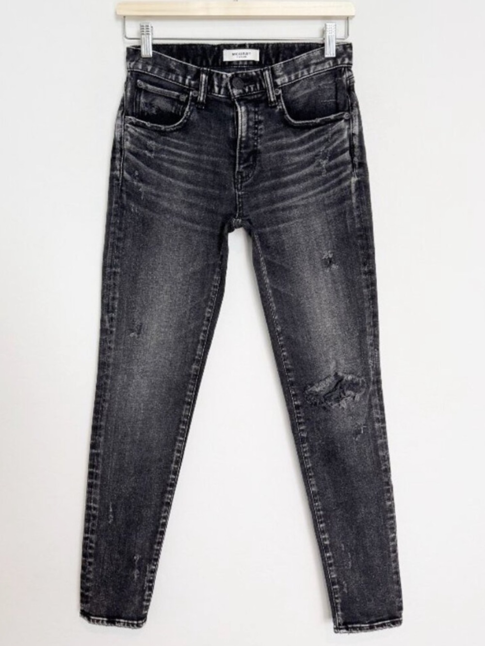 Moussy Lenwood Jeans Size 25 Faded Black Distressed Grunge Downtown Girl Grunge
